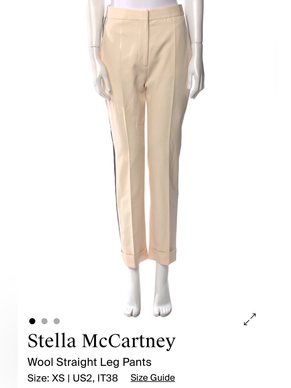 Stella McCartney Pale Cream Ankle Stripe Trousers